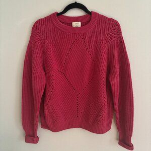 Aritzia Wilfred 100% "Serment" Merino Wool Pink Sweater Chunky Knit Medium